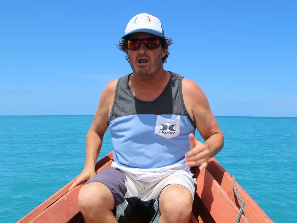 Dave Renaud on the boat between sessions