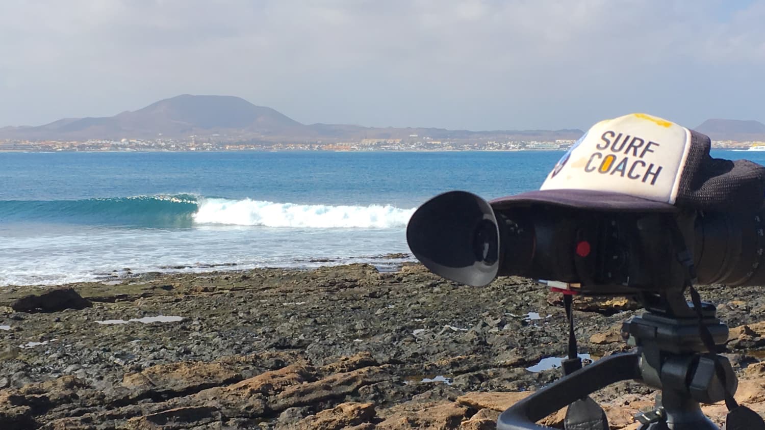 The beach camera set up to film a coaching session